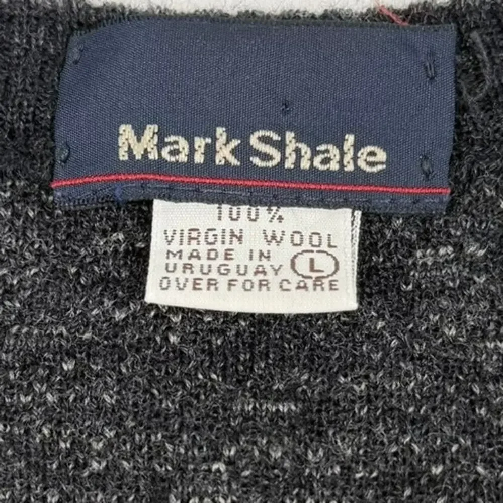 Vintage 90s Virgin Wool Sweater Vest Charcoal V-Neck Mark Shale Sz L